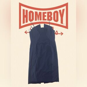 Black Halo Elegant Navy Blue Midi Dress